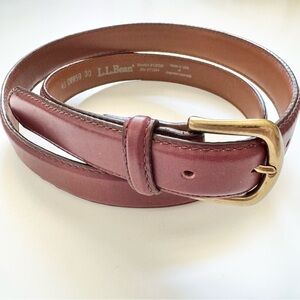 L.L. Bean Brown Leather Belt with Gold Buckle size 40